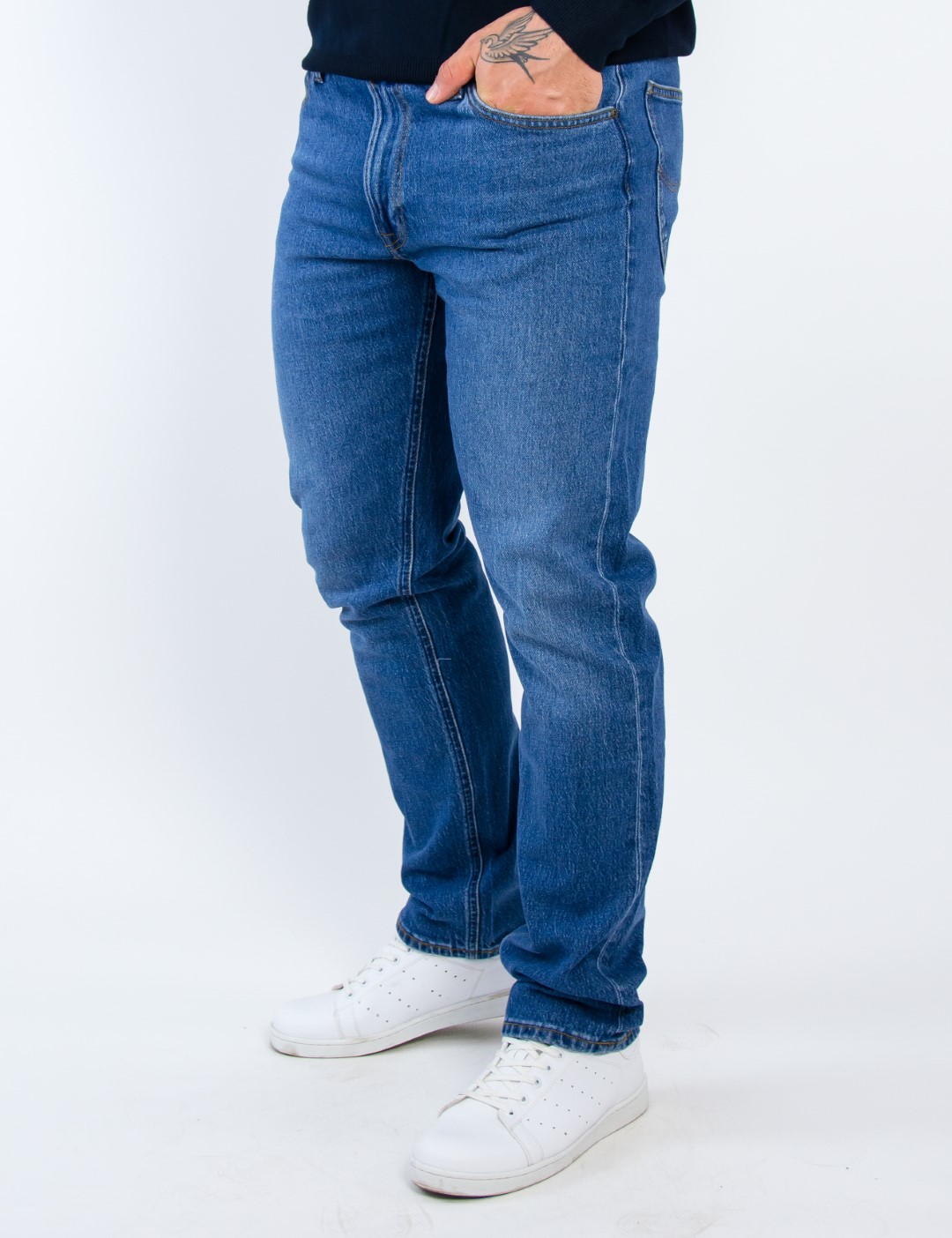 Lee Daren Zip Fly ανδρικό μπλε με ελαφρύ ξέβαμμα τζιν L707MWFW φωτογραφία